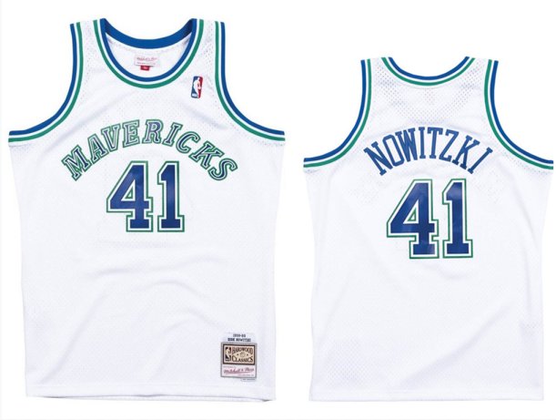 Mens Dirk Nowitzki Dallas Marvericks  throwback  jersey white