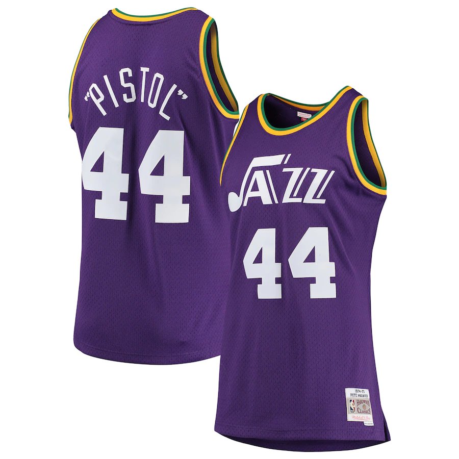 Men's pete maravich pistol jazz throwback jersey