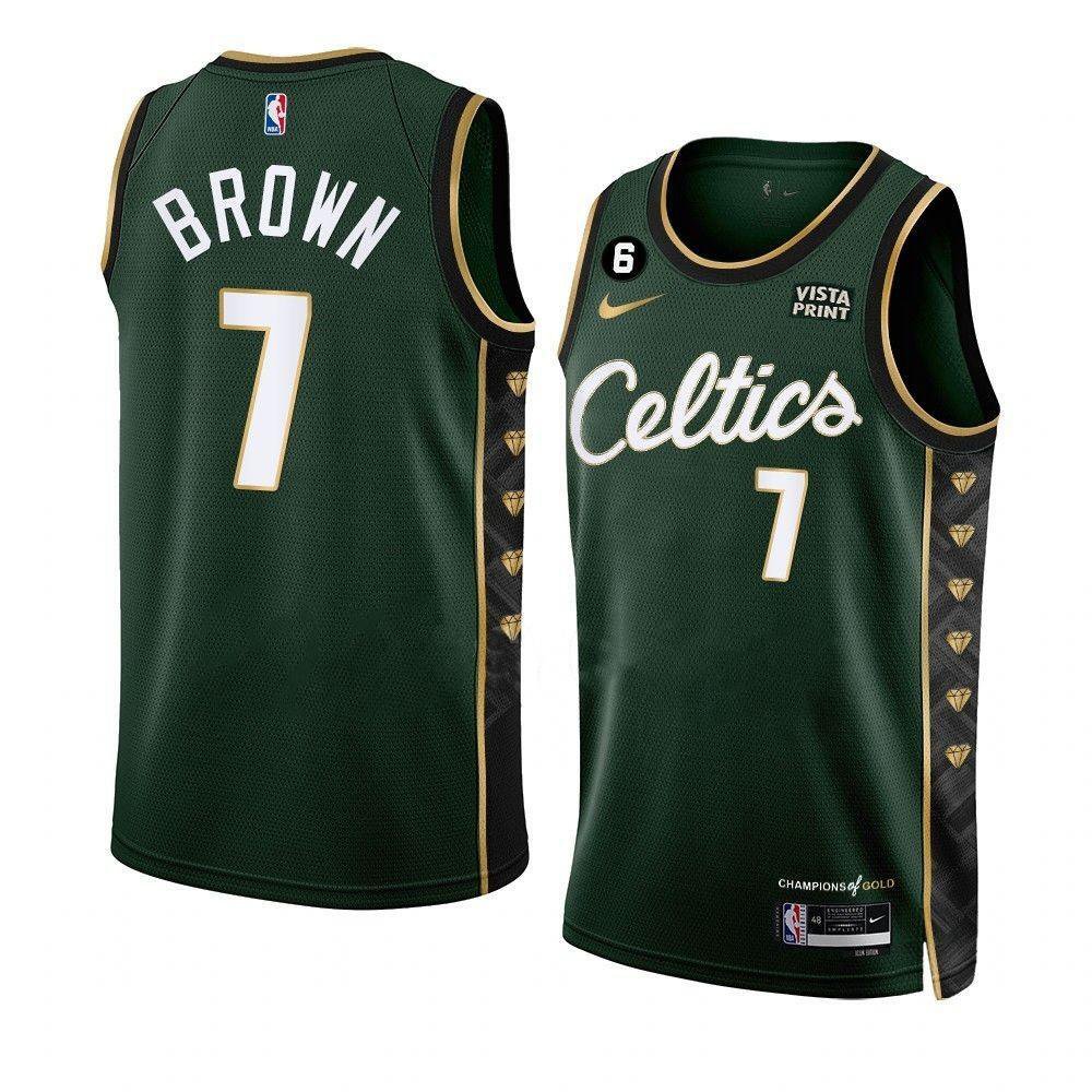 Men & Youth Celtics #7 Jaylen Brown city Jersey Green 2023