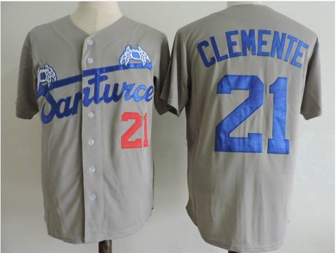 Men's Puerto Rico Santurce Crabbers Roberto Clemente jersey gray