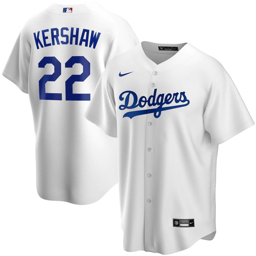 Men & Youth Clayton Kershaw  Dodgers 22  jersey white