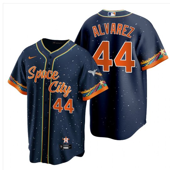 Men & Youth Astros 44 Yordan Alvarez space city  Jersey blue