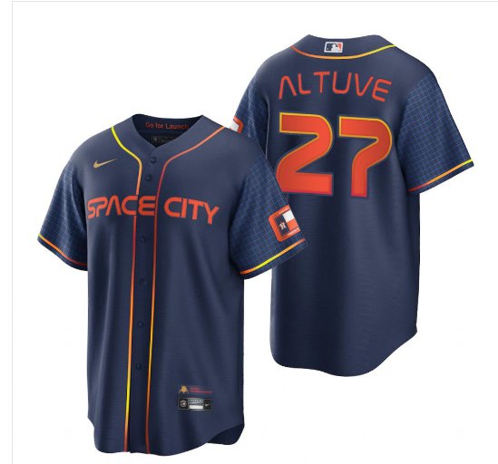 Men & Youth Astros 27 Jose Altuve  space city  jersey blue