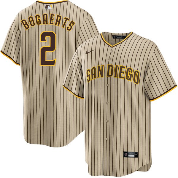 Men & Youth Xander Bogaerts padres 2 baseball jersey tan brown