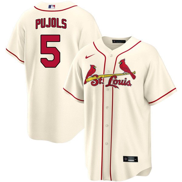 Men & Youth Albert Pujols cardinals 5  baseball jersey cream