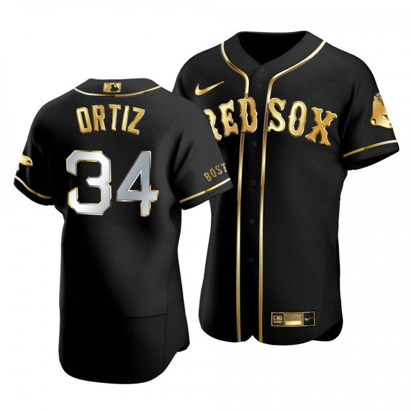 Men's David Ortiz 34 basebal   jersey black and gold