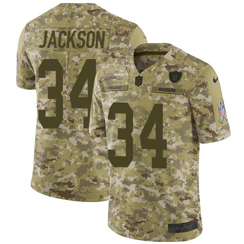 Men & Youth Bo Jackson Raiders 34 salute service jersey camo