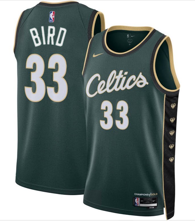 Men & Youth Larry Bird Celtics 33 city jersey green 2023