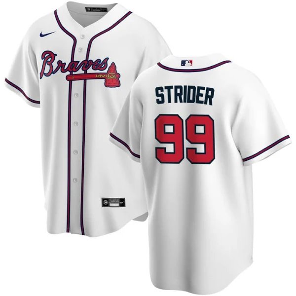 Men & Youth Spencer Strider braves 99 baseball jersey white