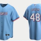 Men & Youth Jacob DeGrom Rangers 48  jersey powder blue