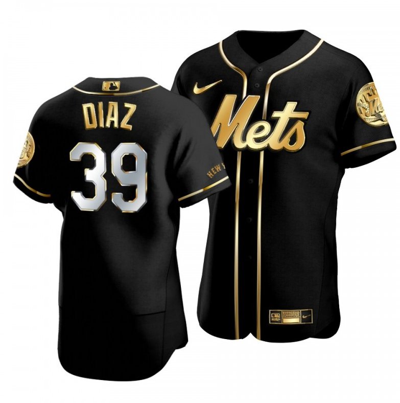 Men's edwin diaz Mets  39  jersey  gold black