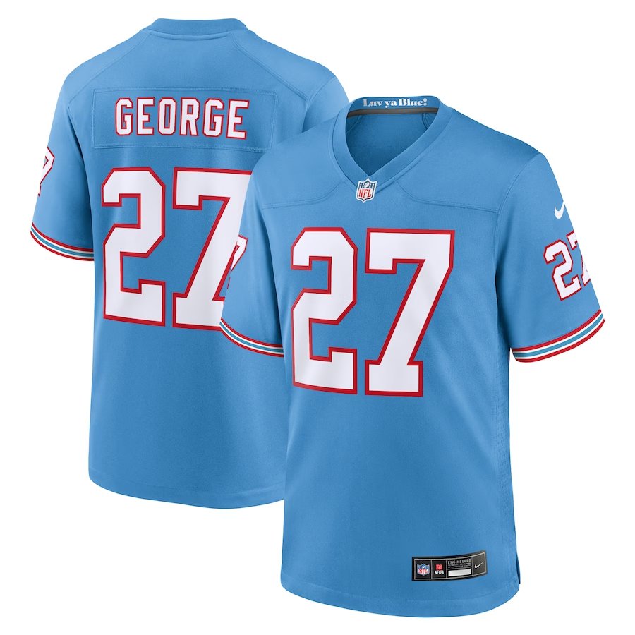 Men & Youth Eddie George  Titans  27  throwback jersey light blue
