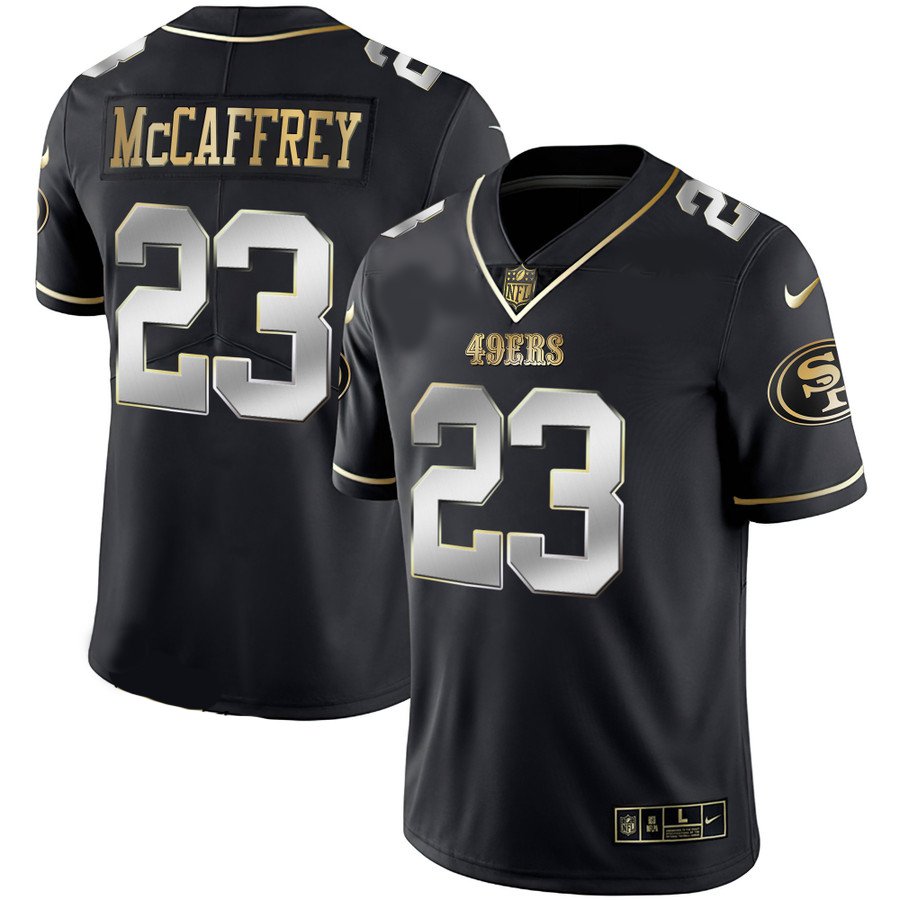 Men 's  Christian McCaffrey 49ers 23  golden black jersey