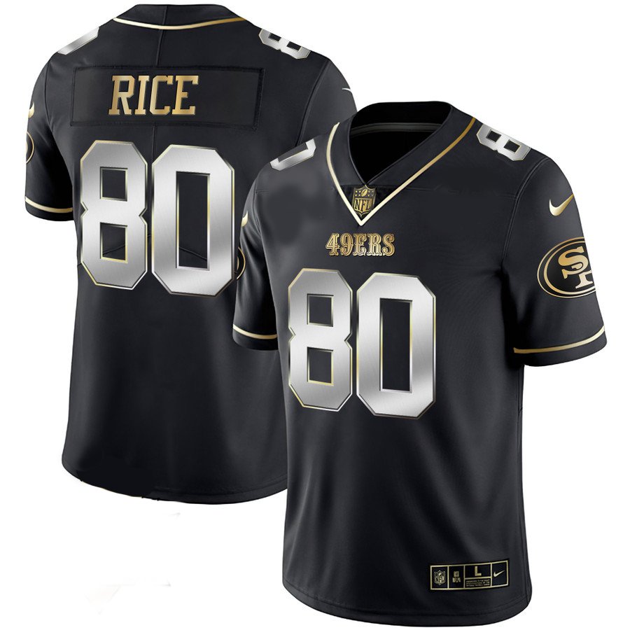 Men 's  jerry rice 49ers 80  golden black jersey