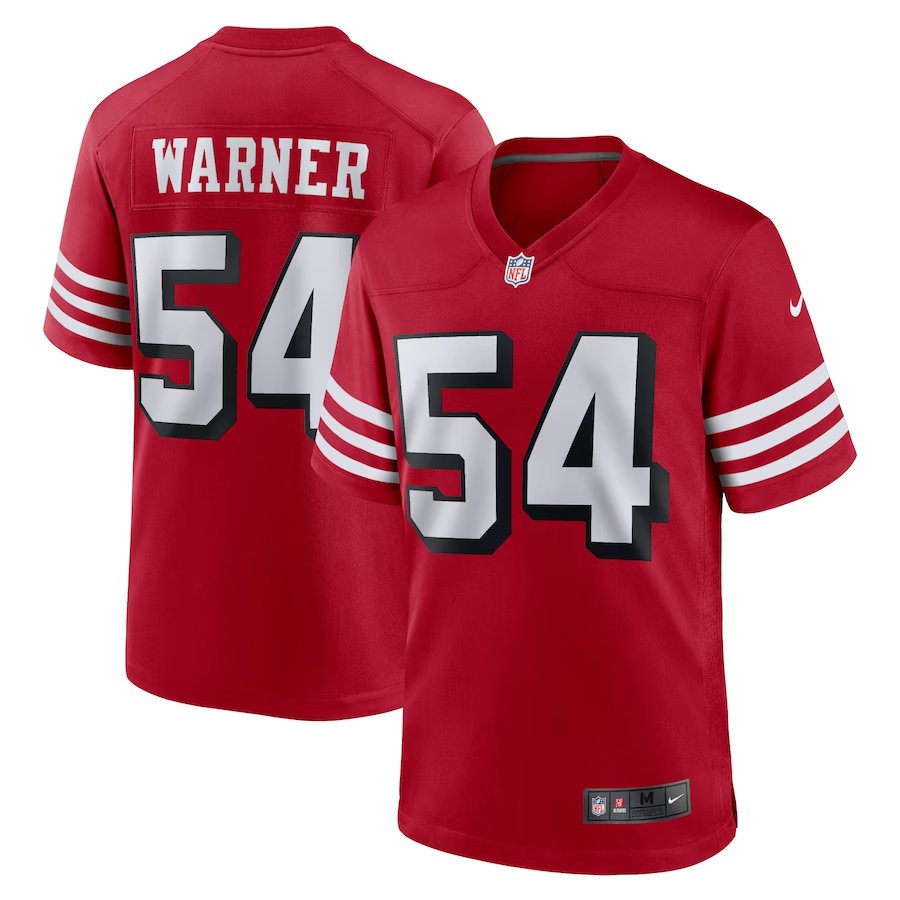 Men & Youth Fred Warner 49ers 54  alternate  jersey red