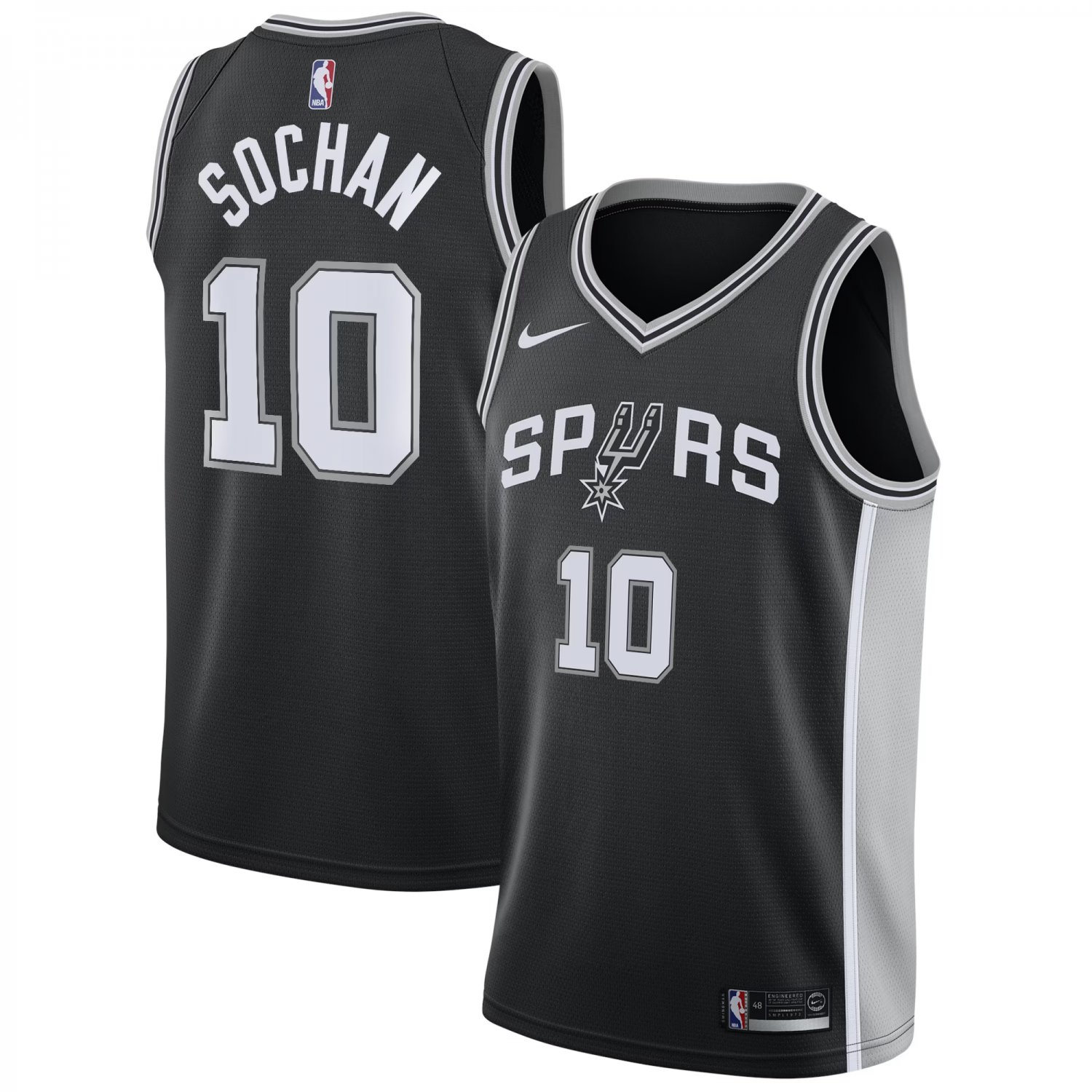 Men & Youth Jeremy Sochan  spurs 10 icon  jersey black