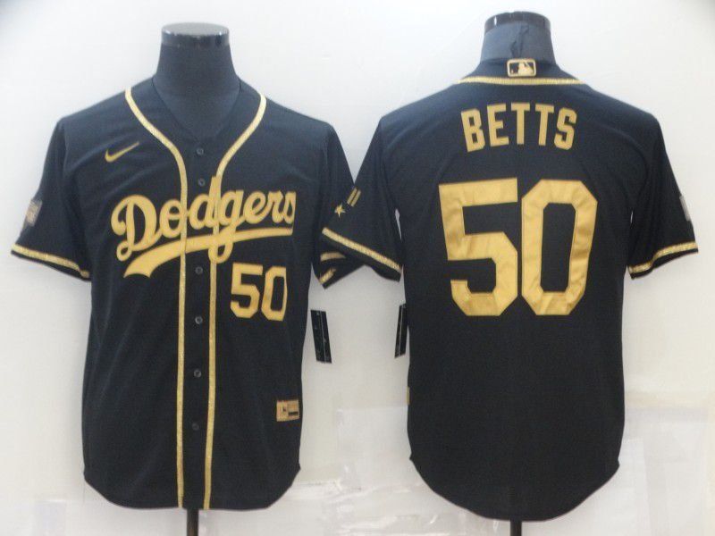 Men's  Mookie Betts  Dodgers golden edition   jersey black