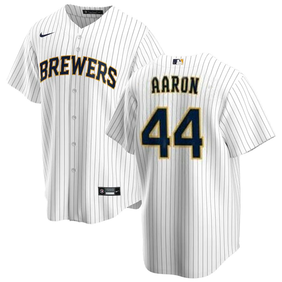 Men & Youth   Hank Aaron  brewers 44 jersey  white