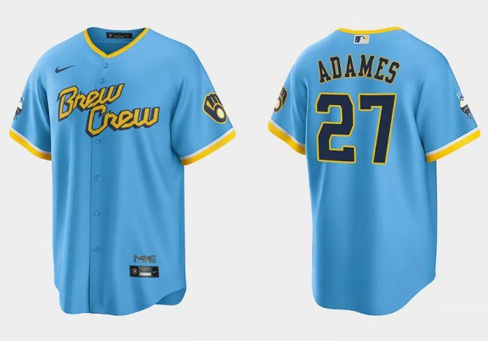Men & Youth willy adames brewers 27 city connect  jersey powder blue