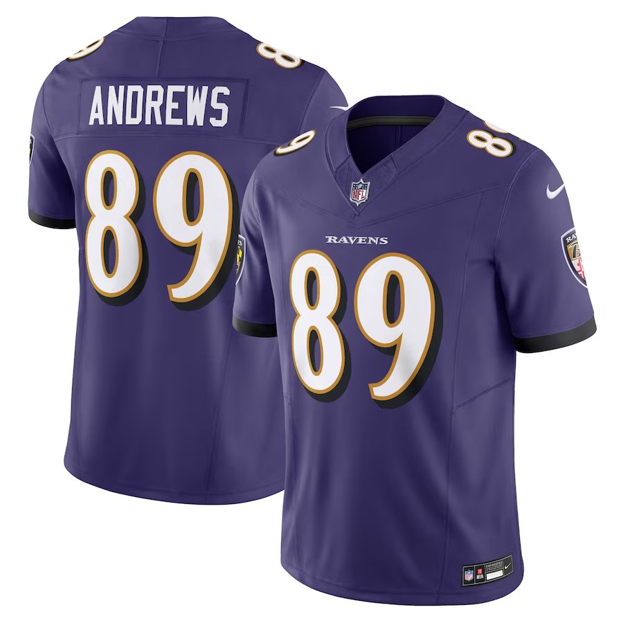 Men & Youth Mark Andrews ravens 89  vapor fuse jersey purple