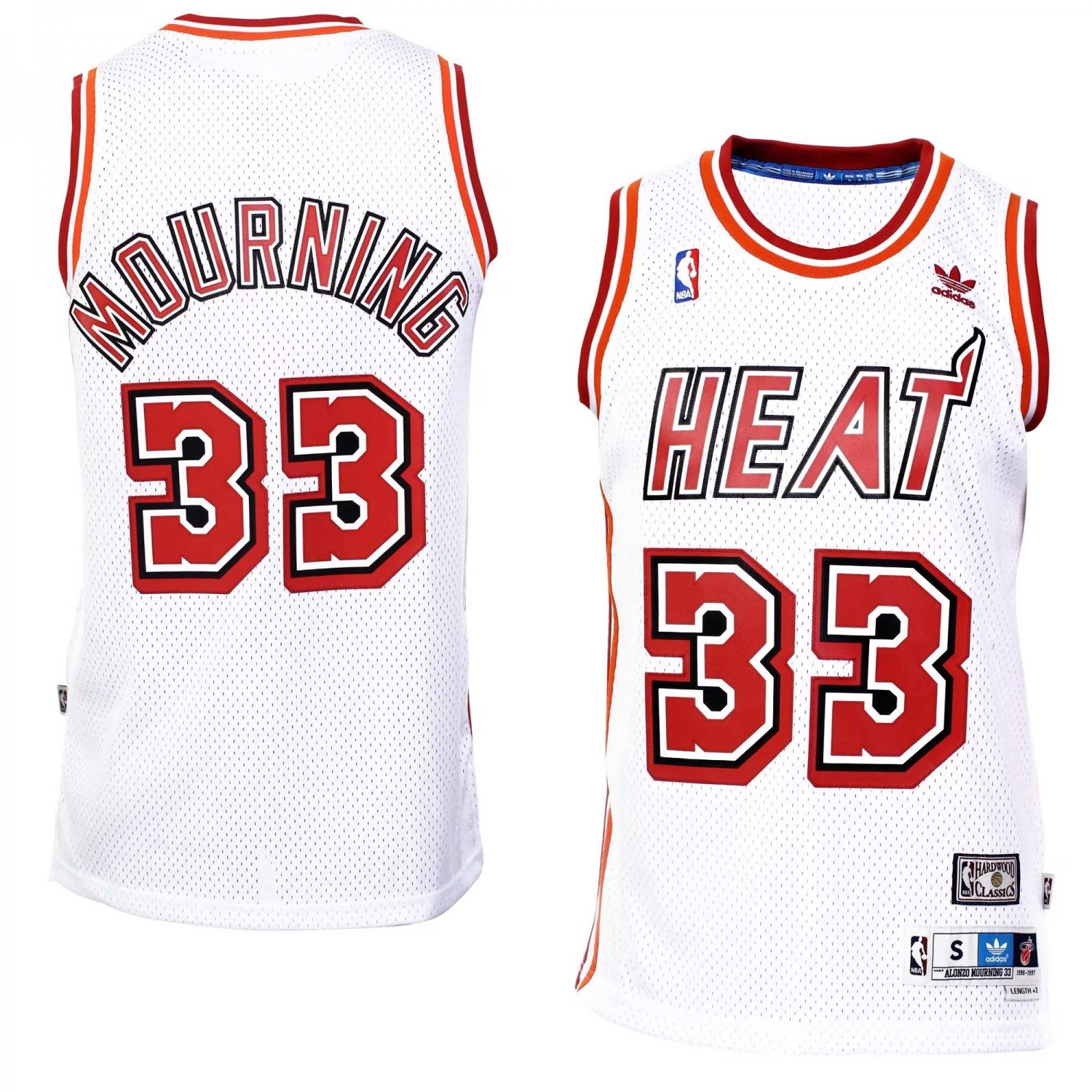 Men & Youth alonzo mourning heat 33 throwback  jersey white