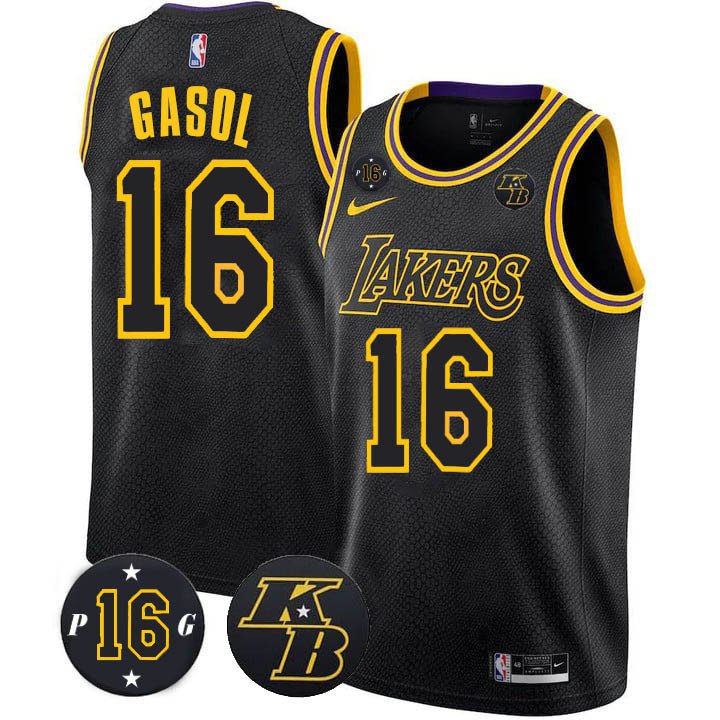 Men & Youth pau gasol lakers 16 city  jersey black