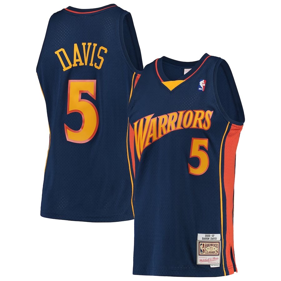 Men's baron davis warriors 5 throwback  jersey