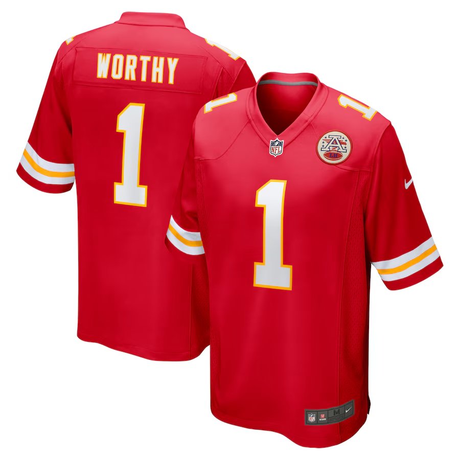 Men & Youth  xavier worthy chiefs 1 game Jersey red