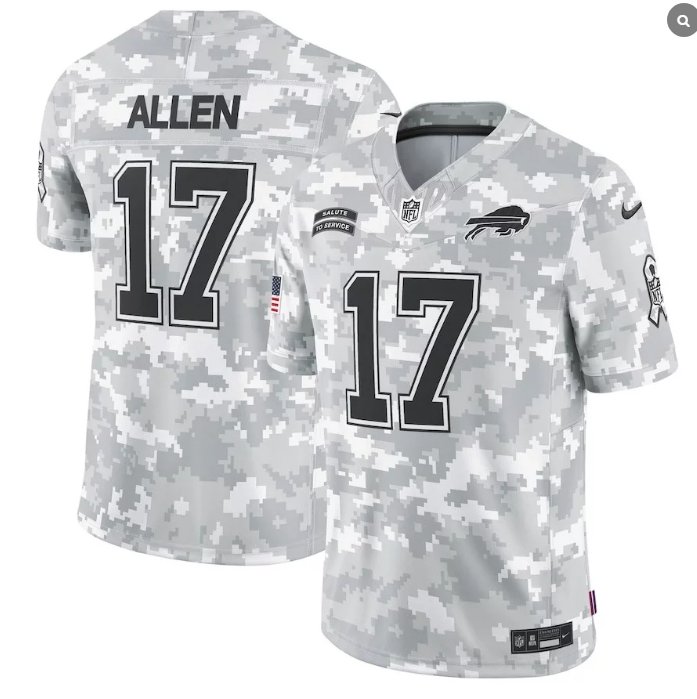 Men & Youth Josh Allen 2024 Brown Salute To Service  Jersey camo