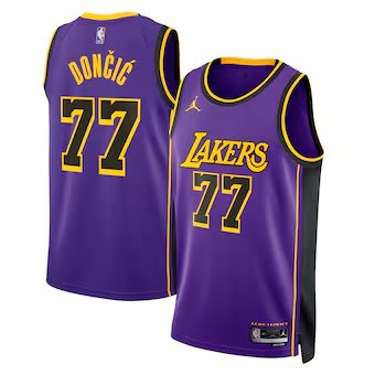 Men & Youth  Lakers #77 Luka Doncic statement Jersey  purple