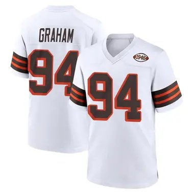 Men & Youth mason graham   browns  94 color rush jersey white