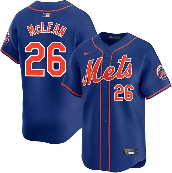 Men & Youth nolan mclean  Mets 26 baseball Jersey blue