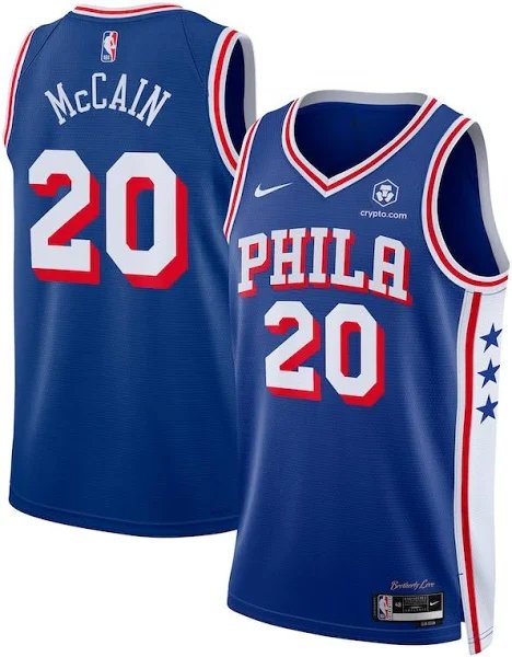 Men & Youth Jared Mccain  Sixers 20 icon Jersey blue