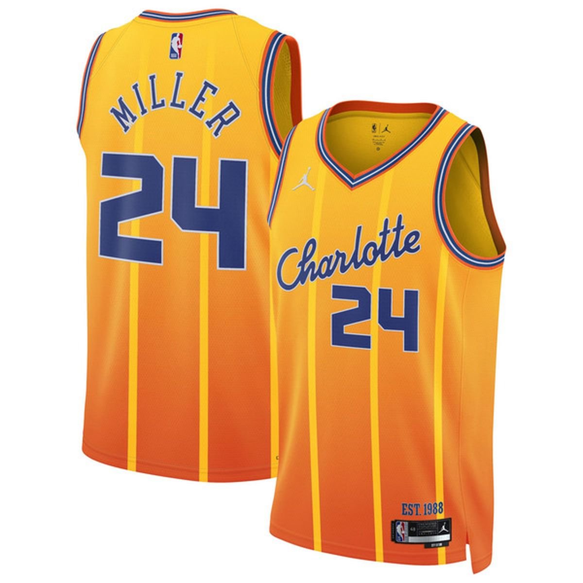 Men & Youth Brandon Miller hornets  24  city jersey  orange