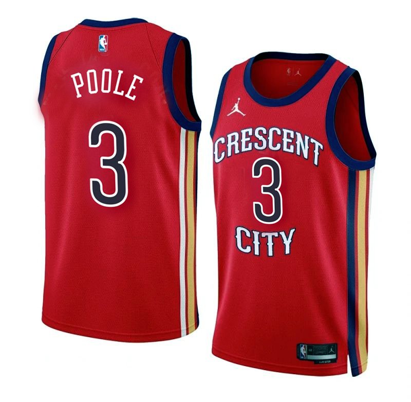Men & Youth   Jordan Poole Pelicans 3 city Jersey red