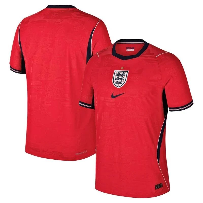 Men's  Red England National Team 2026 Away Match Authentic Jersey