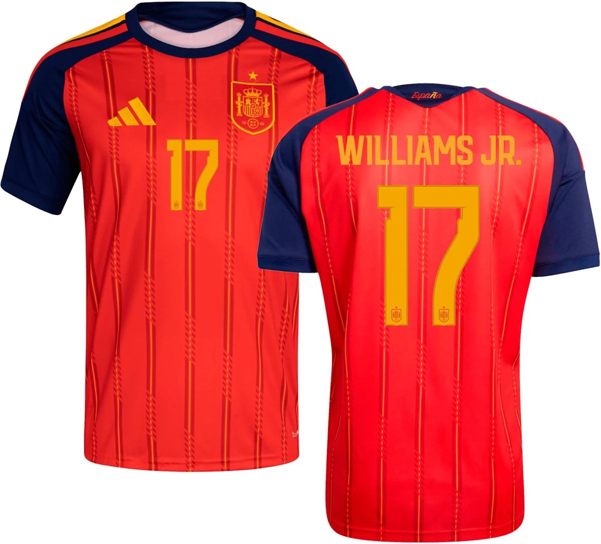 Men's  Nico Williams Spain #17 2026 world cup national team home Jersey red
