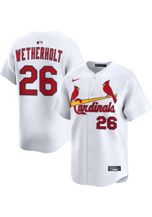 Men & Youth JJ Wetherholt   cardinals 26  baseball jersey white