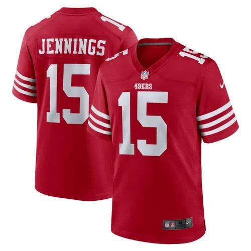 Men & Youth Jauan Jennings jersey 49ers 15 game jersey red