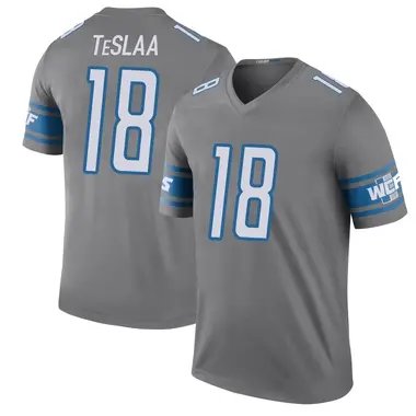 Men & Youth Isaac TeSlaa  lions 18  football  jersey gray