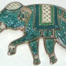 Vintage Signed WARNER Pin Brooch Enamel Elephant blue