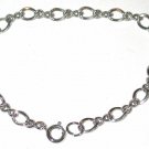 Vintage used Sterling silver Link chain charm starter Bracelet 7"