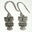 Sterling Silver Earrings Owl Bird drop charm Dangle Hook vintage Mexico Sterling Silver Earrings Owl Bird drop charm Dangle Hook vintage Mexico