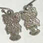 Sterling Silver Earrings Owl Bird drop charm Dangle Hook vintage Mexico