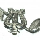 Vintage Small Celtic Harp Quaver Music Note Sterling Silver Pin Brooch
