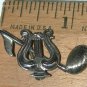 Vintage Small Celtic Harp Quaver Music Note Sterling Silver Pin Brooch