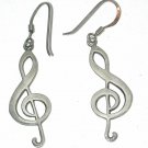 Treble Clef Symbol Sterling Silver Earrings Dangle Vintage Music Note musical