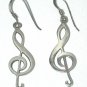 Treble Clef Symbol Sterling Silver Earrings Dangle Vintage Music Note musical