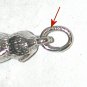 Vintage CHARM Sterling Silver 3D Owl Bird red rhinestone eyes pendant