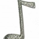 Signed Jezlaine fancy Large semiquaver Music Note Sterling Silver vintage Pin Brooch